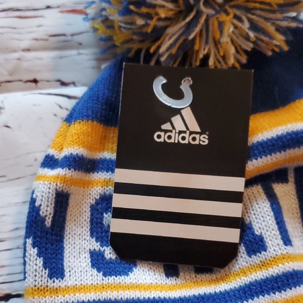 🆕️ ADIDAS NBA WARRIORS KIDS BEANIE 💙💛 - Picture 2 of 6